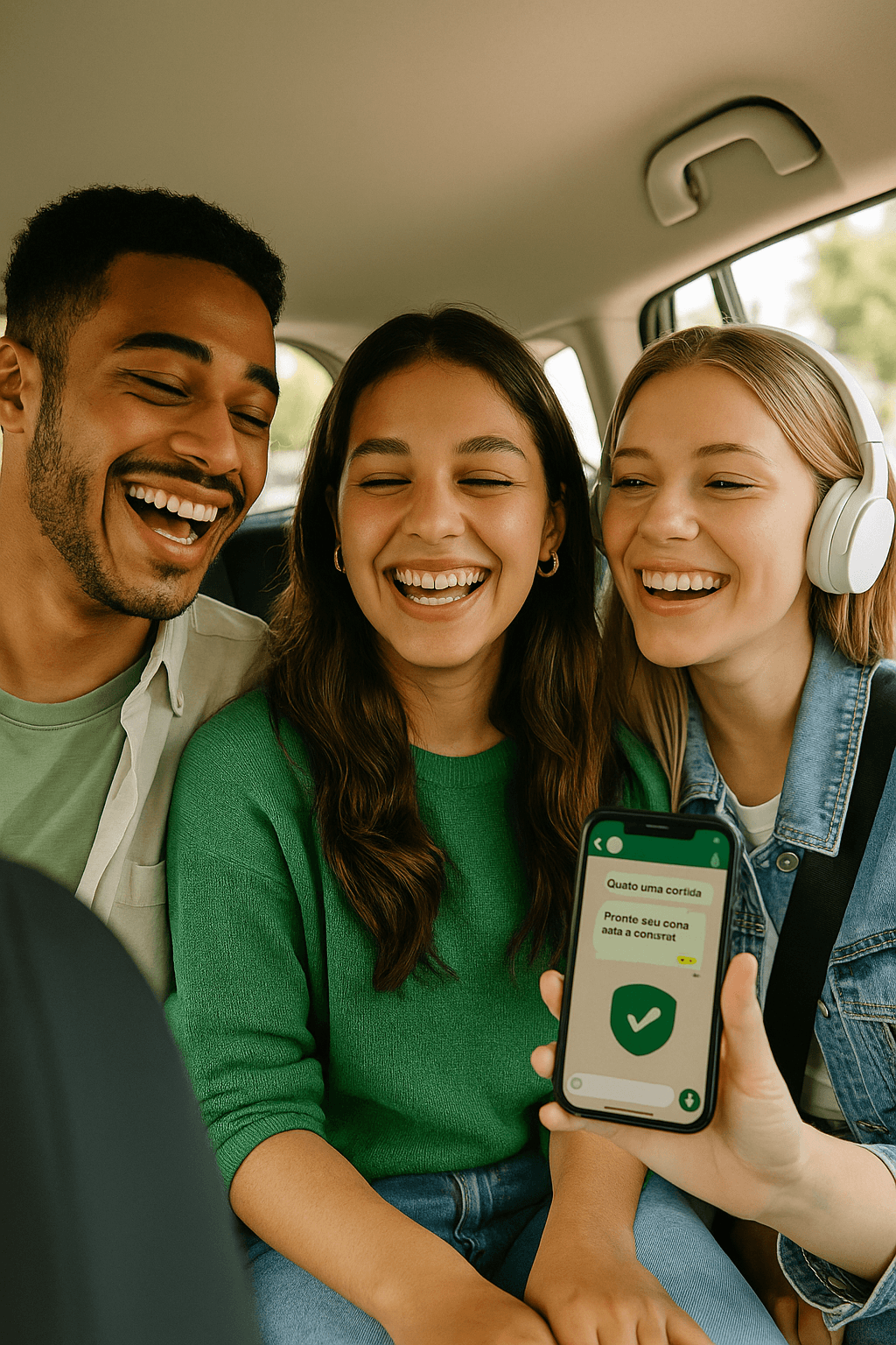 Amigos se divertindo durante a corrida